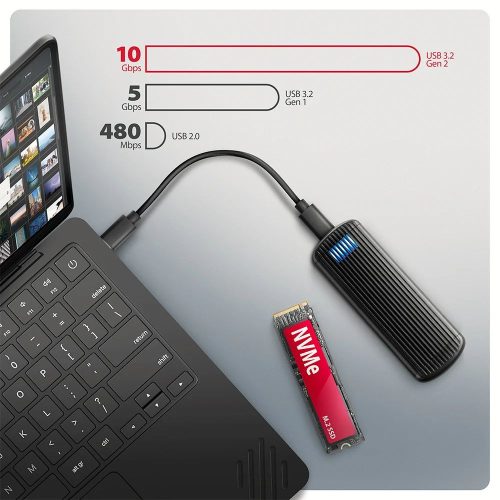 AXAGON EEM2-SC USB-C 10Gbps M.2 NVMe SSD RIBBED Box