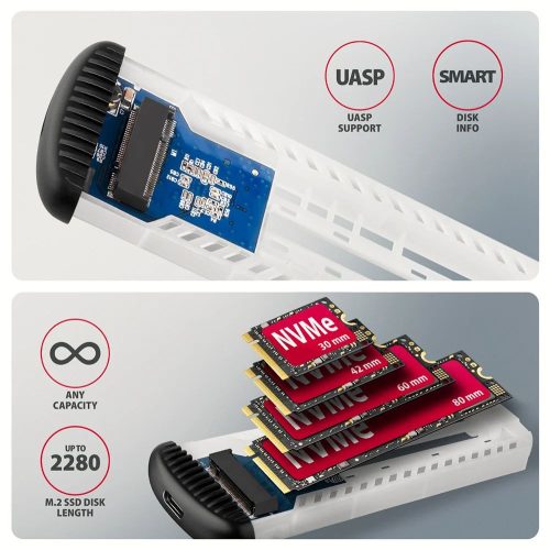 AXAGON EEM2-SC USB-C 10Gbps M.2 NVMe SSD RIBBED Box