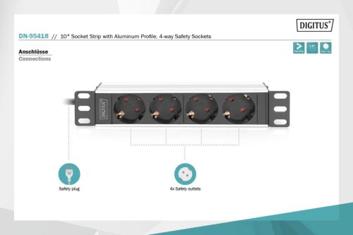 Digitus DN-95418 Túlfeszültségvédő 4DIN 2m Black