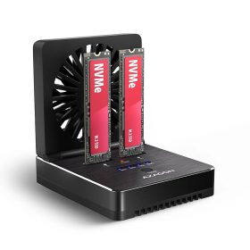   AXAGON ADSA-M2C22 USB-C 20Gbps docking station for 2x M.2 NVMe / SATA SSD with disk cloning function without PC