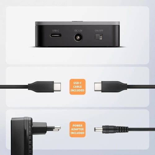 AXAGON ADSA-M2C22L USB-C 20Gbps docking station for 2× M.2 NVMe SSD with disk cloning function without PC