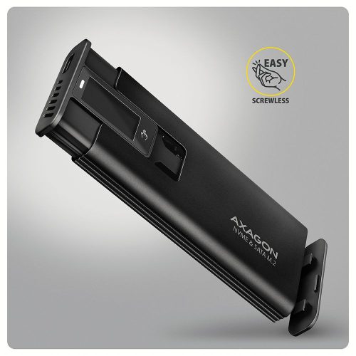 AXAGON EEM2-SD2B USB-C 10Gbps – M.2 NVMe & SATA SSD Display Box Black
