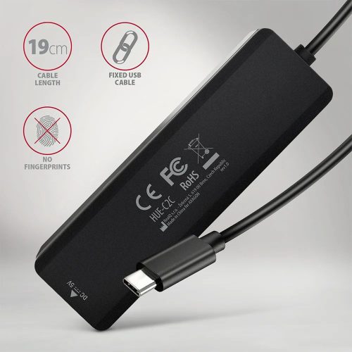 AXAGON HUE-C2C USB-C 5Gbps Travel 4-portos USB3.2 HUB Black