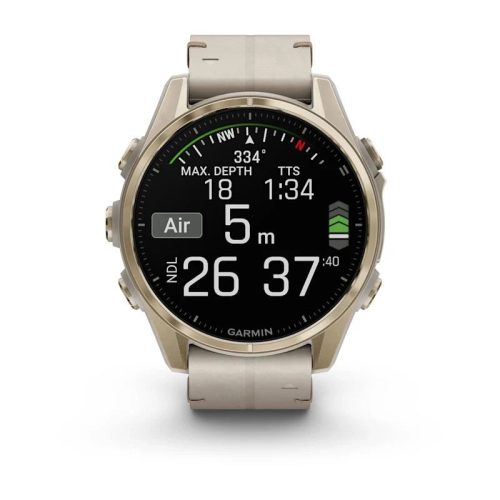 Garmin fenix 8 43mm AMOLED Sapphire, Soft Gold with Limestone Leather Band