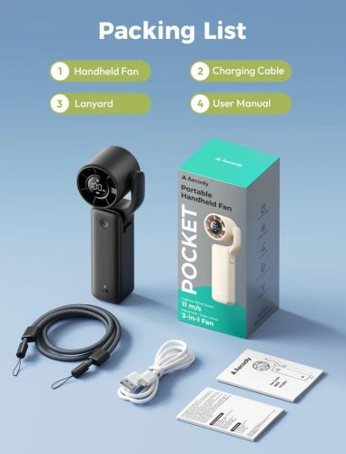 Aecooly Air Gimbal Portable Handheld Fan Black