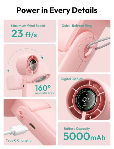 Aecooly Halo 02 Portable Handheld Fan Pink