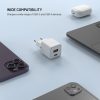 FIXED Mini GaN hálózati töltő USB-C és USB kimenettel, PD támogatással, 30W, fehér