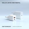 FIXED Mini GaN hálózati töltő USB-C és USB kimenettel, PD támogatással, 30W, fehér