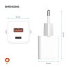 FIXED Mini GaN hálózati töltő USB-C és USB kimenettel, PD támogatással, 30W, fehér