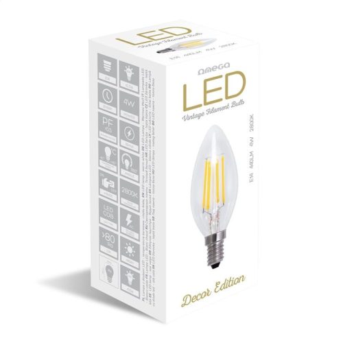 Platinet OMEGA LED BULB FILAMENT E14 2800K 4W CANDLE