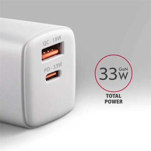 AXAGON ACU-PQ33W GaN Wall Charger 33W for phones and tablets White