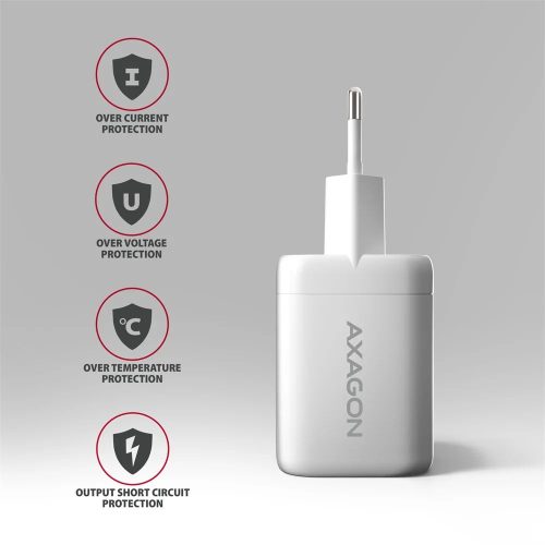 AXAGON ACU-PQ100W GaN Wall Charger 100W for laptops and phones White