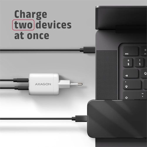AXAGON ACU-PQ100W GaN Wall Charger 100W for laptops and phones White
