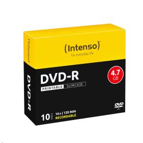   Intenso DVD-R 4,7Gb 16x Printable Slim Case 10db/csomag (10-es címke)