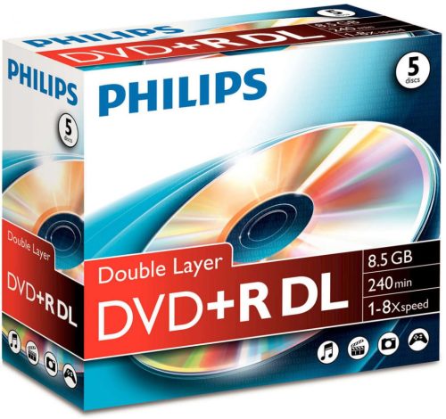 Philips DVD+R 8,5 Gb 8x kétrétegű hengeres 10db/cs (10-es címke)