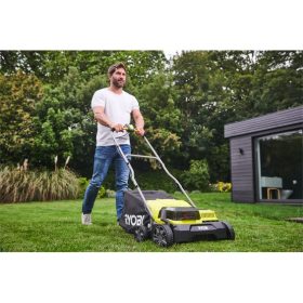   Ryobi 18 V One Plus™ szénkefe nélküli fgyepszellőztető, 40 cm vágási szélességgel,  2 x 4,0 Ah akkumulátor, töltő