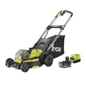   Ryobi 18 V szénkefe nélküli 40 cm-es fűnyíró, 1 x 5.0 Ah akkumulátorral és töltővel, - RY18LMX40C-150