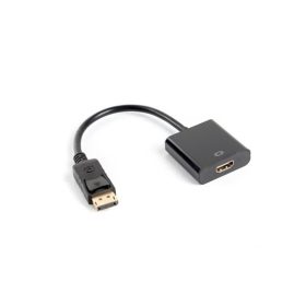   Lanberg DisplayPort (M) 1.2->HDMI (F) adapter kábel, 10 cm, fekete