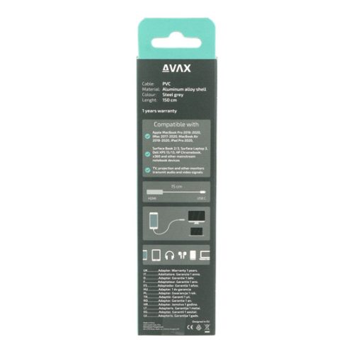 AVAX AD603 CONNECT+ Type C - HDMI 4K/60Hz adapter, alumínium