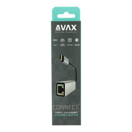 AVAX AD604 CONNECT+ Type-C 3.0 - Gigabit Ethernet adapter, alumínium