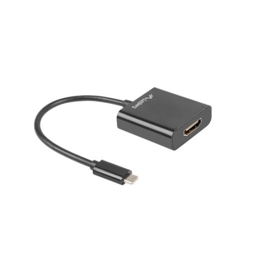 Lanberg USB-C (M) 3.1->HDMI (F) adapter kábel, 15 cm, fekete