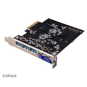   Akasa - PCI Express Low Profile kártya - USB 3.2 Gen 2 Type-C / Type-A   - AK-PCCU3-09