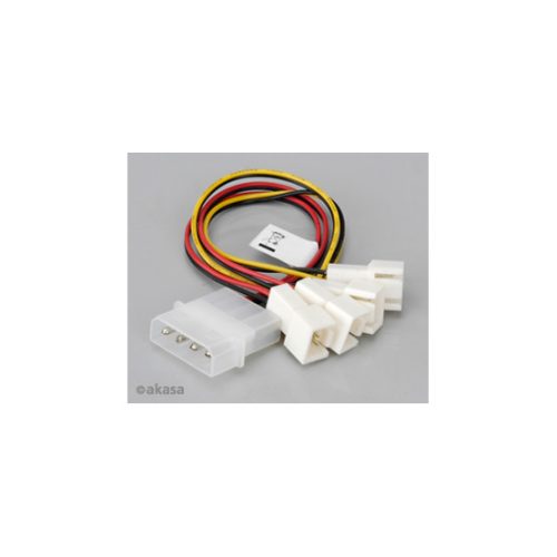 Akasa 4pin Molex - 4x 3pin ventilátor kábel - 15cm - AK-CB001