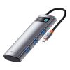 Baseus Metal Gleam 7-Port USB Type-C HUB dokkoló állomás, szürke