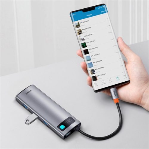 Baseus Metal Gleam 7-Port USB Type-C HUB dokkoló állomás, szürke