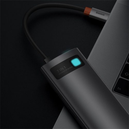 Baseus Metal Gleam 7-Port USB Type-C HUB dokkoló állomás, szürke