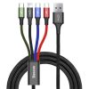 Baseus Rapid 4-in-1 USB Type-A – iPhone+2×USB Type-C+Micro USB, 3.5A gyorstöltő adatkábel, 1.2m, fekete