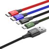 Baseus Rapid 4-in-1 USB Type-A – iPhone+2×USB Type-C+Micro USB, 3.5A gyorstöltő adatkábel, 1.2m, fekete