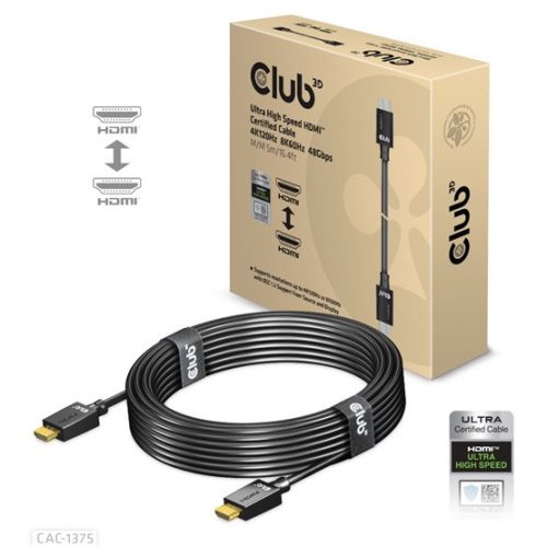 Club3D Ultra High Speed HDMI Certified Cable 4K120Hz 8K60Hz 48Gbps M/M 5m/16.4ft