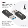 Club3D USB 3.2 Gen1 Type A to USB 3.2 Gen1 Type C Adapter M/F  