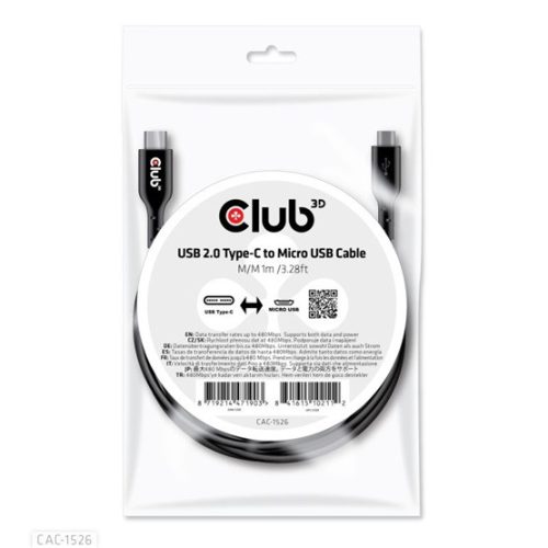 Club3D USB 2.0 Type-C to Micro USB Cable M/M 1m