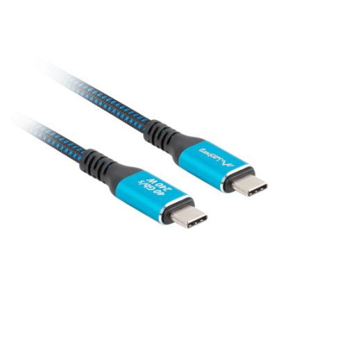 Lanberg USB-C (M/M) 4.0 kábel 0.5 m, 240W 8K 60 Hz, fekete-kék