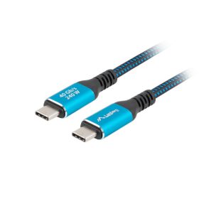   Lanberg USB-C (M/M) 4.0 kábel 1 m, 240W 8K 60 Hz, fekete-kék