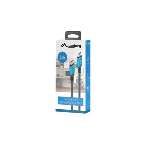 Lanberg USB-C (M/M) 4.0 kábel 1 m, 240W 8K 60 Hz, fekete-kék