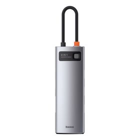   Baseus Metal Gleam 8-in-1 USB Type-C HUB dokkoló állomás, szürke