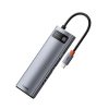 Baseus Metal Gleam 8-in-1 USB Type-C HUB dokkoló állomás, szürke