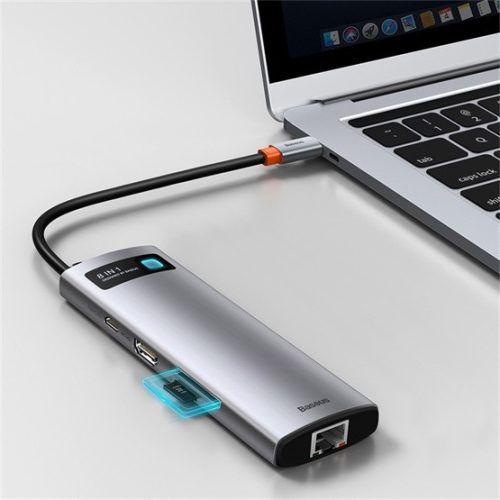 Baseus Metal Gleam 8-in-1 USB Type-C HUB dokkoló állomás, szürke