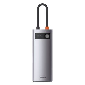   Baseus Metal Gleam 6-in-1 USB Type-C HUB dokkoló állomás, szürke