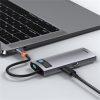 Baseus Metal Gleam 6-in-1 USB Type-C HUB dokkoló állomás, szürke