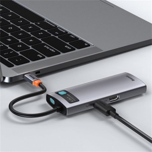 Baseus Metal Gleam 6-in-1 USB Type-C HUB dokkoló állomás, szürke
