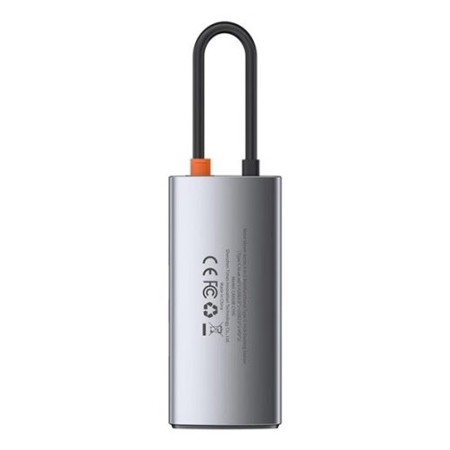 Baseus Metal Gleam 4-in-1 USB Type-C HUB dokkoló állomás, szürke