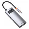 Baseus Metal Gleam 4-in-1 USB Type-C HUB dokkoló állomás, szürke