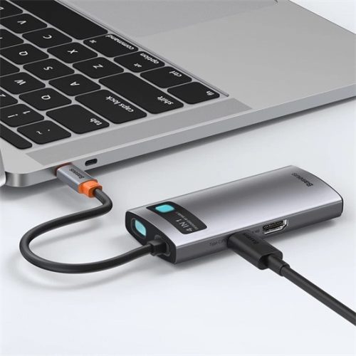 Baseus Metal Gleam 4-in-1 USB Type-C HUB dokkoló állomás, szürke