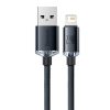 Baseus Crystal Shine USB Type-A – iPhone, 2.4A gyorstöltő adatkábel, 1.2m, fekete