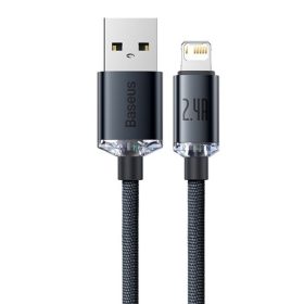   Baseus Crystal Shine USB Type-A – iPhone, 2.4A gyorstöltő adatkábel, 1.2m, fekete