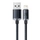 Baseus Crystal Shine USB Type-A – iPhone, 2.4A gyorstöltő adatkábel, 1.2m, fekete